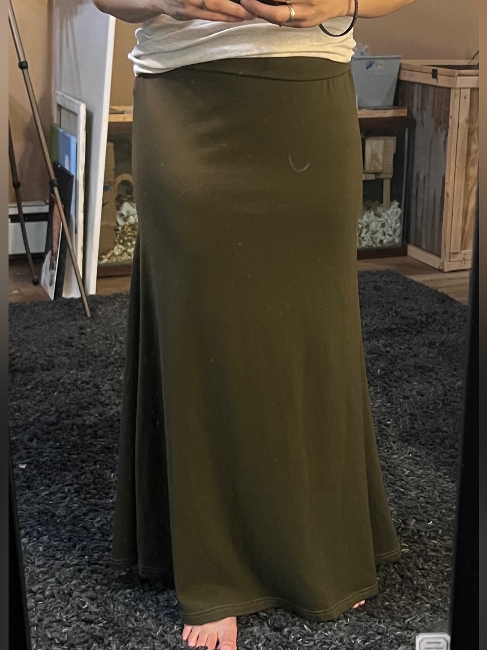 Green maxi skirt
